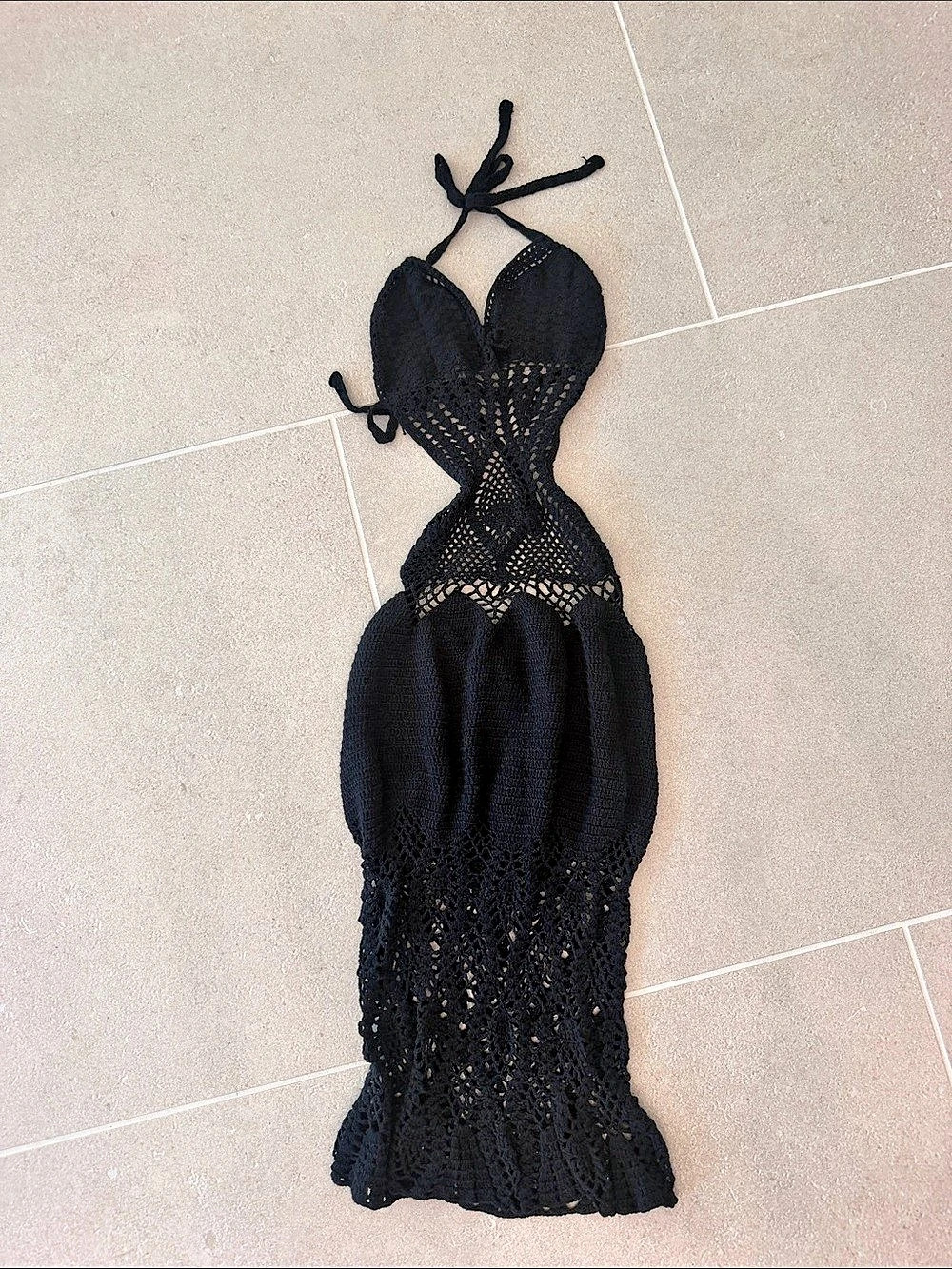Chynna Dolls Black Crochet Maxi Dress Size Medium